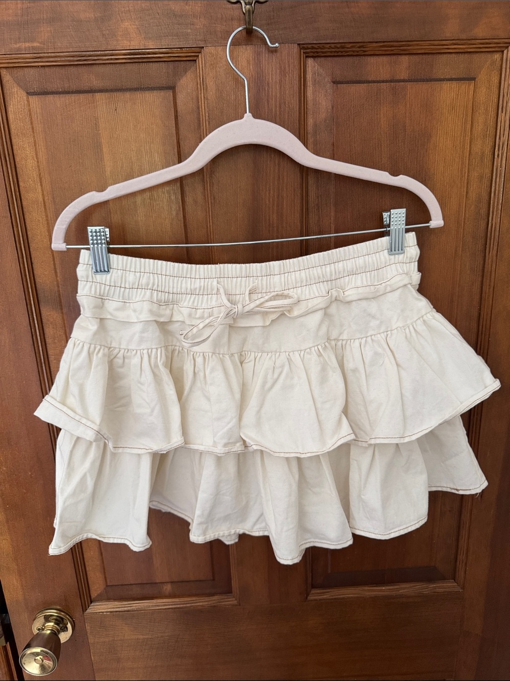 Talula Cream Tiered Ruffle Skater Mini Skirt